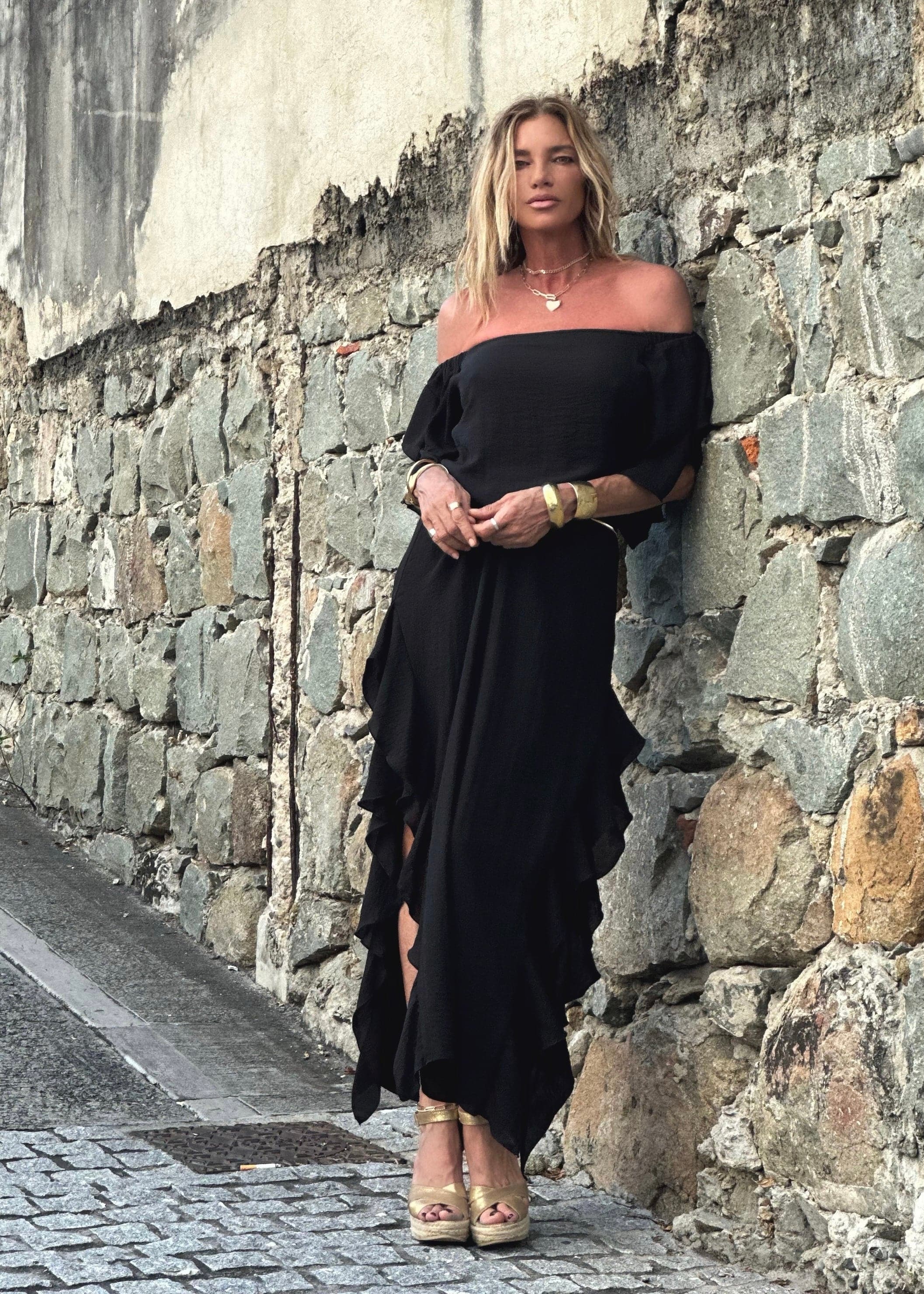 Lucy Long Dress Black (Double Chiffon) - Image 4