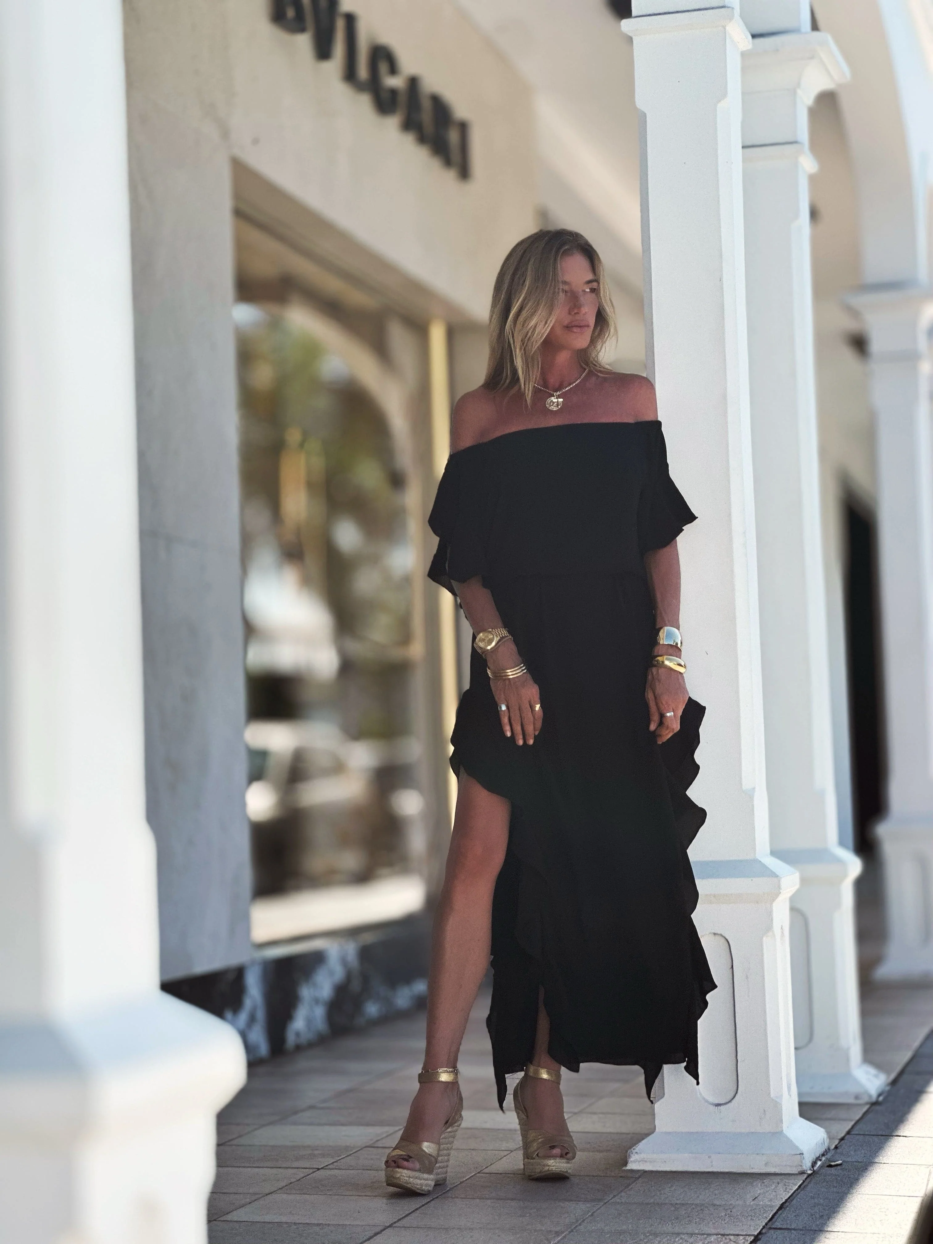 Lucy Long Dress Black (Double Chiffon) - Image 5