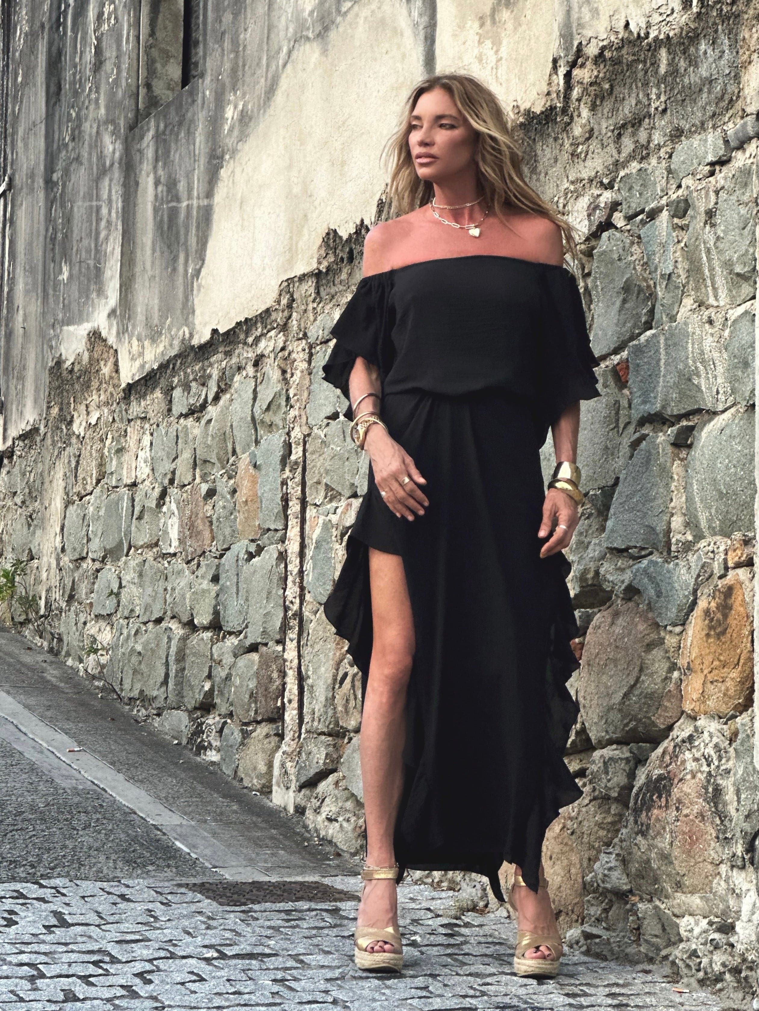 Lucy Long Dress Black (Double Chiffon) - Image 6