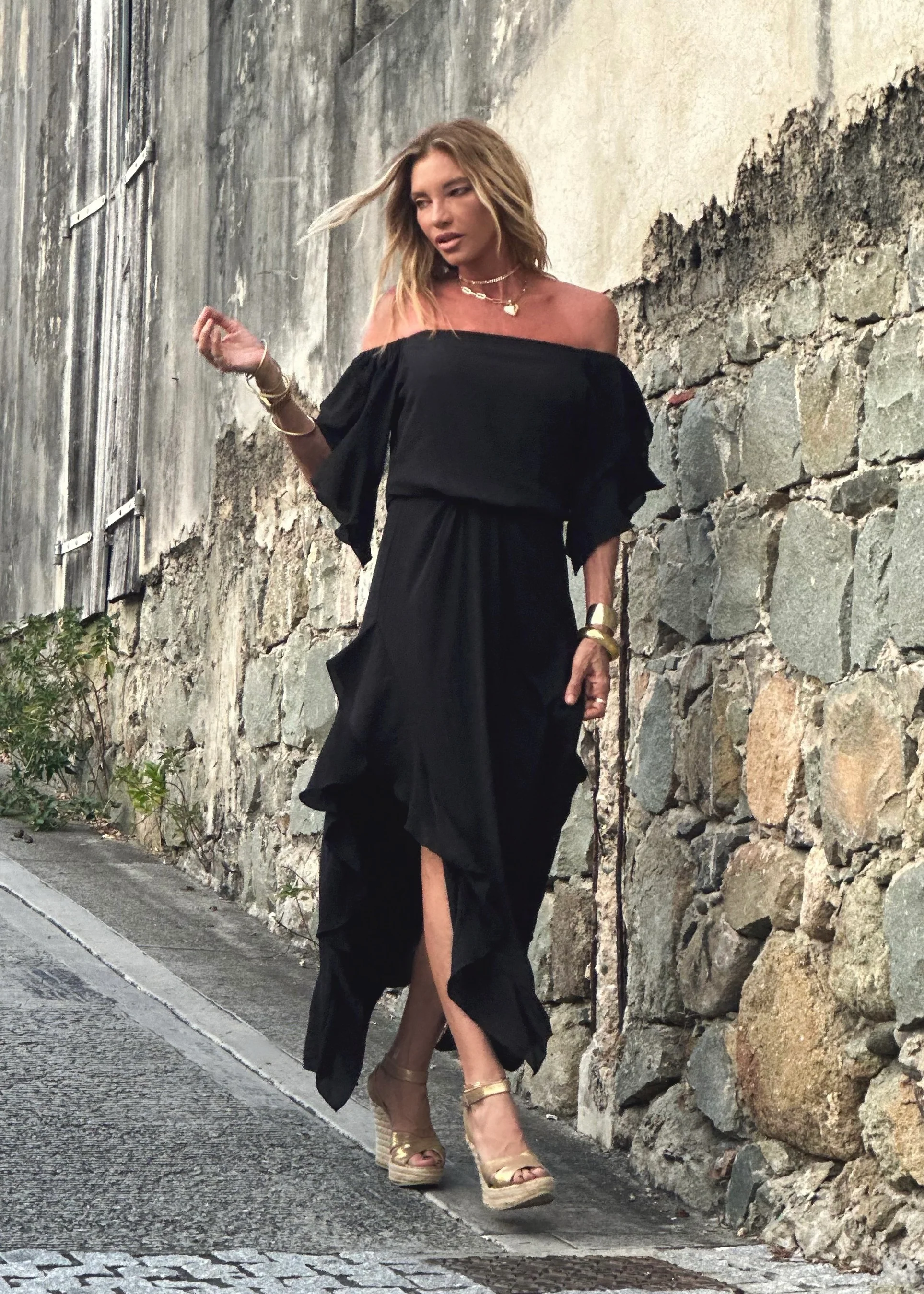 Lucy Long Dress Black (Double Chiffon) - Image 7