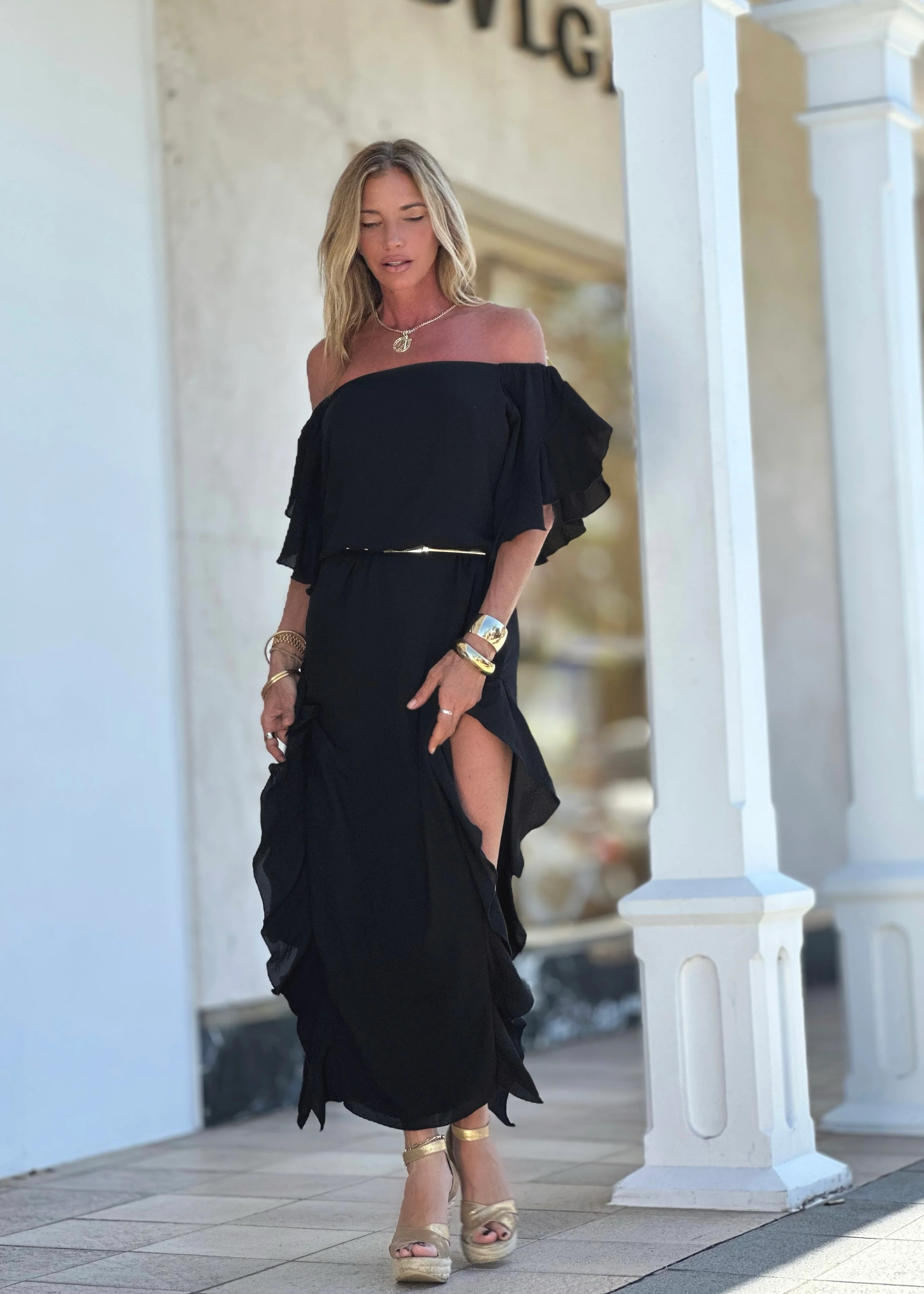 Lucy Long Dress Black (Double Chiffon) - Image 8