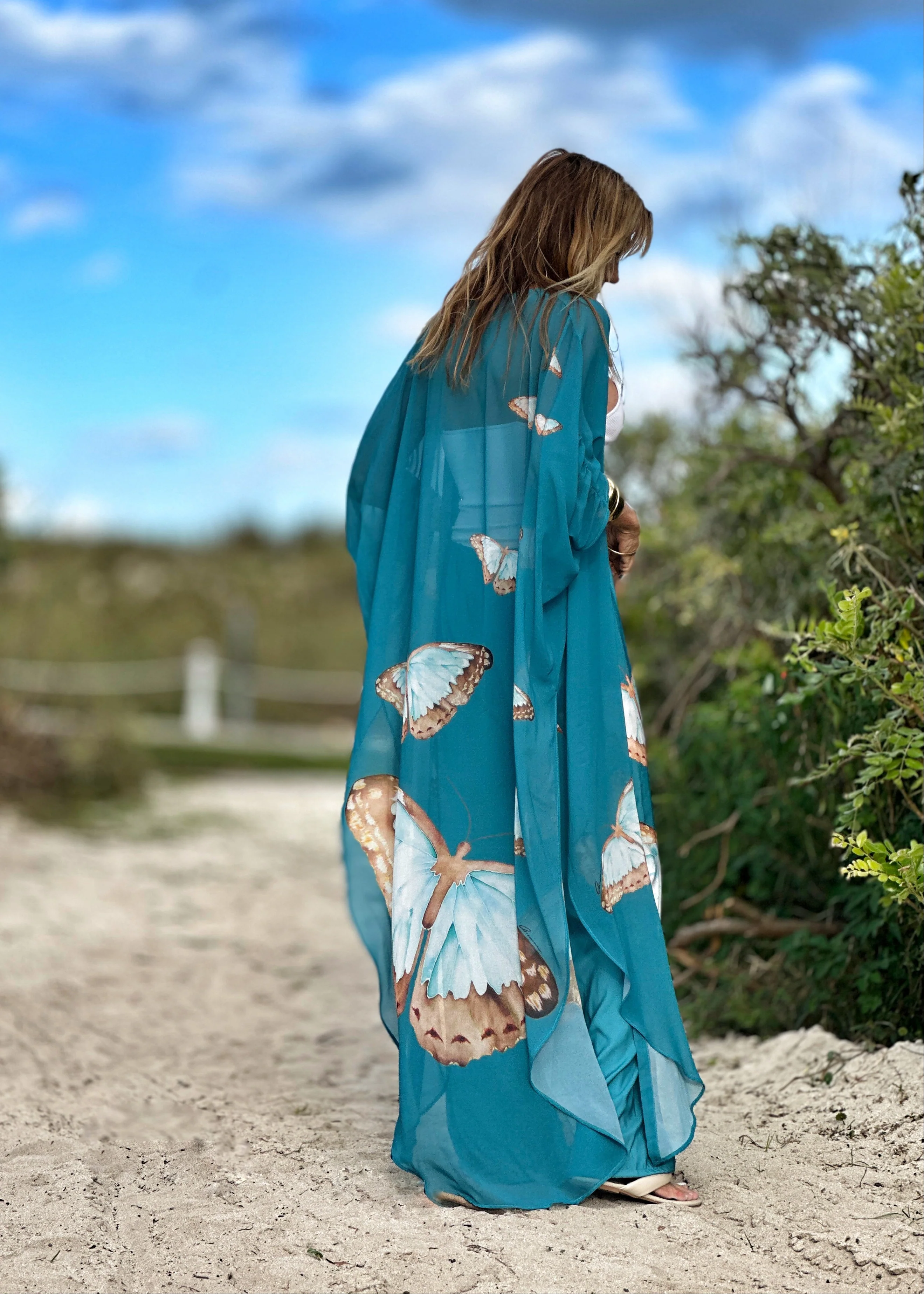 Erte Kaftan Teal Butterfly - Image 6