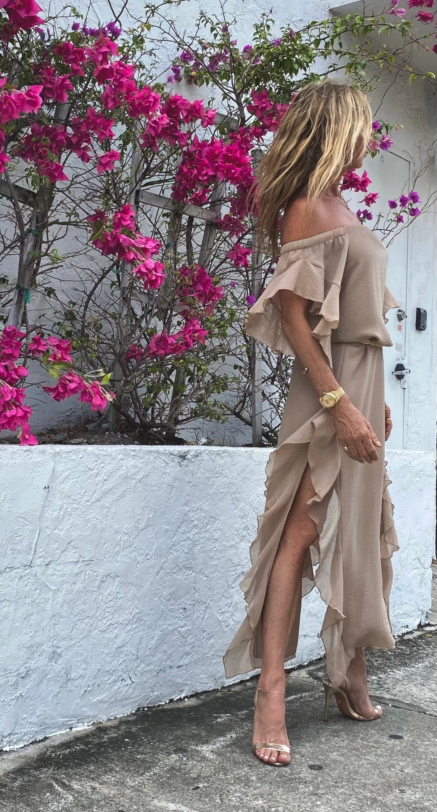 Lucy Long Dress Taupe (Double Chiffon) - Image 6