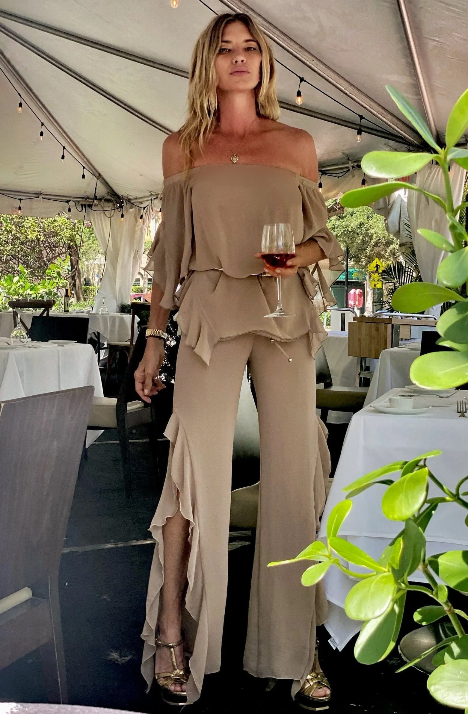 Lucy Top Taupe (Double Chiffon) - Image 2