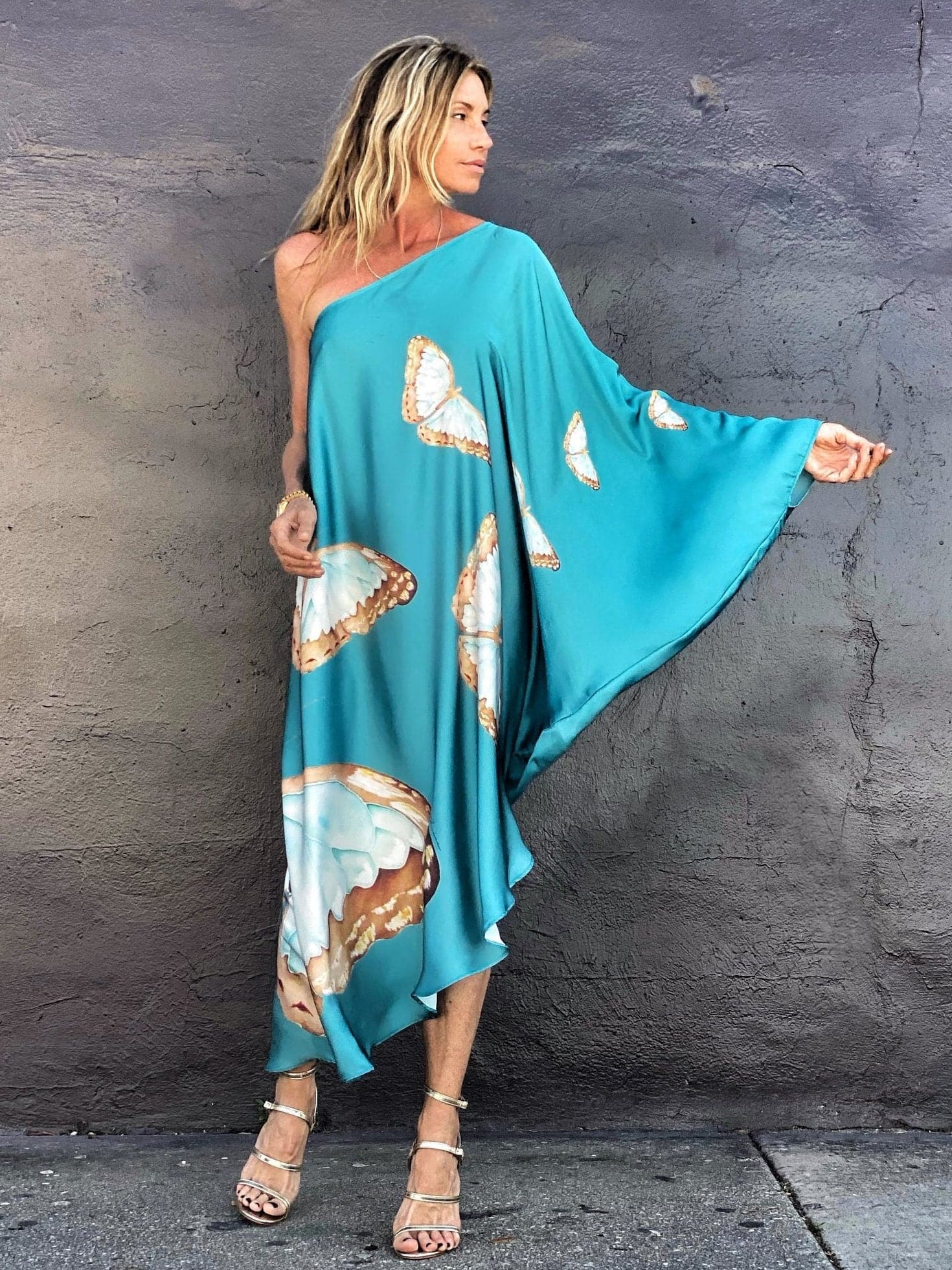Renee Kaftan Butterfly Teal - Image 3